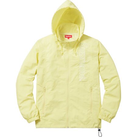 Supreme Nylon Windbreaker Pale Yellow packable hood Box Logo